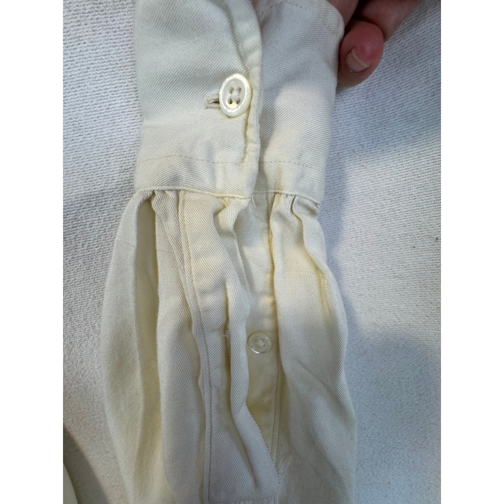 Ralph Lauren Button Down Shirt Ivory Rayon Camp Collar Utility Blouse Vintage 8 - Picture 6 of 8